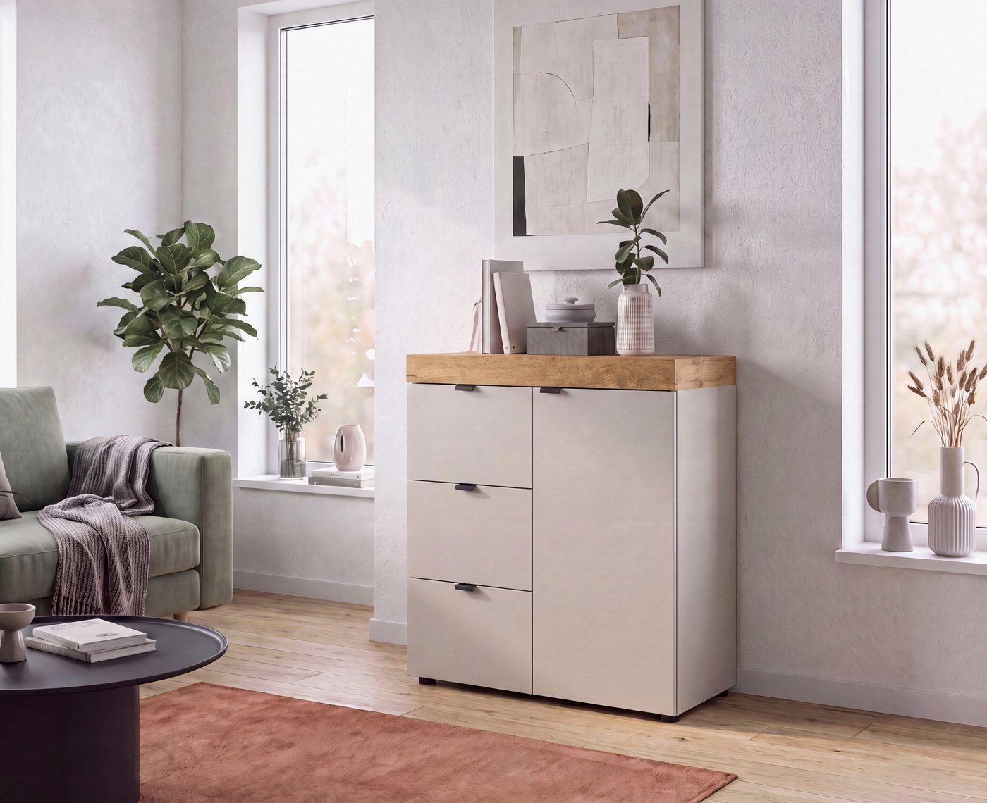 OTTO home Kommode MAMBO II, Breite 77 cm, 1 Tür, 1 Einlegeboden, 3 Schubkästen (1 St., 2-farbige Ausführung, in verschiedenen modernen Trendfarben erhältlich),  – Bild 2 von 5