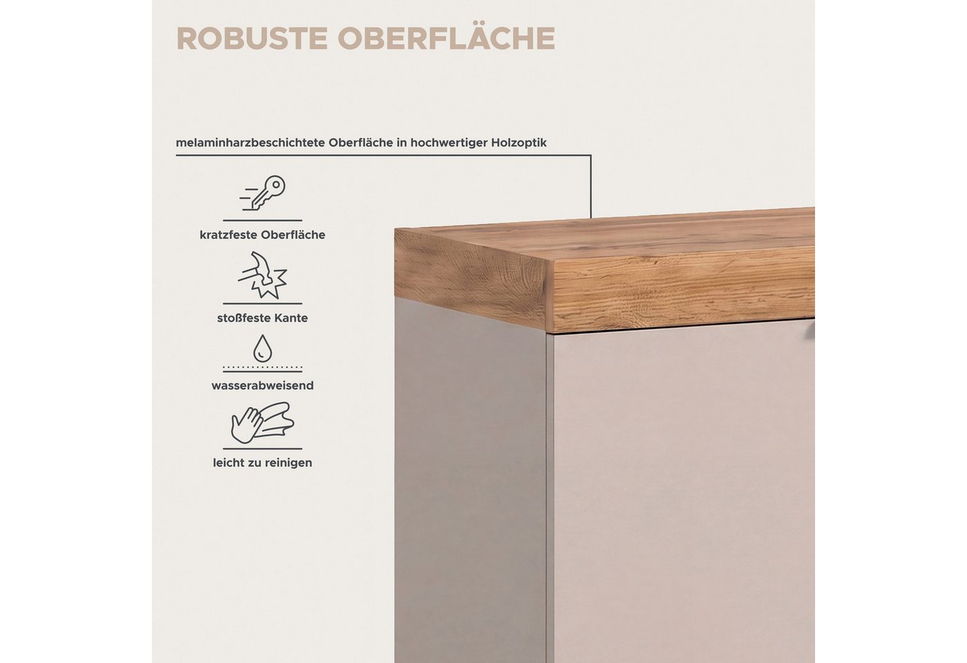 OTTO home Kommode MAMBO II, Breite 77 cm, 1 Tür, 1 Einlegeboden, 3 Schubkästen (1 St., 2-farbige Ausführung, in verschiedenen modernen Trendfarben erhältlich),  – Bild 5 von 5