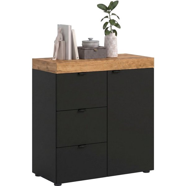 OTTO home Kommode MAMBO II, Breite 77 cm, 1 Tür, 1 Einlegeboden, 3 Schubkästen (1 St., 2-farbige Ausführung, in verschiedenen modernen Trendfarben erhältlich), 