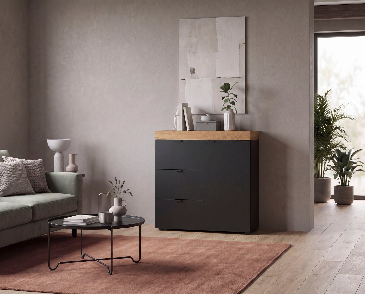 OTTO home Kommode MAMBO II, Breite 77 cm, 1 Tür, 1 Einlegeboden, 3 Schubkästen (1 St., 2-farbige Ausführung, in verschiedenen modernen Trendfarben erhältlich),  – Bild 2 von 5