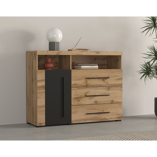 OTTO home Kommode Roger,Breite 120cm, moderne Anrichte mit 3 Schubladen, Sideboard mit viel Stauraum, Masse 120x92x38,5 (B/H/T)