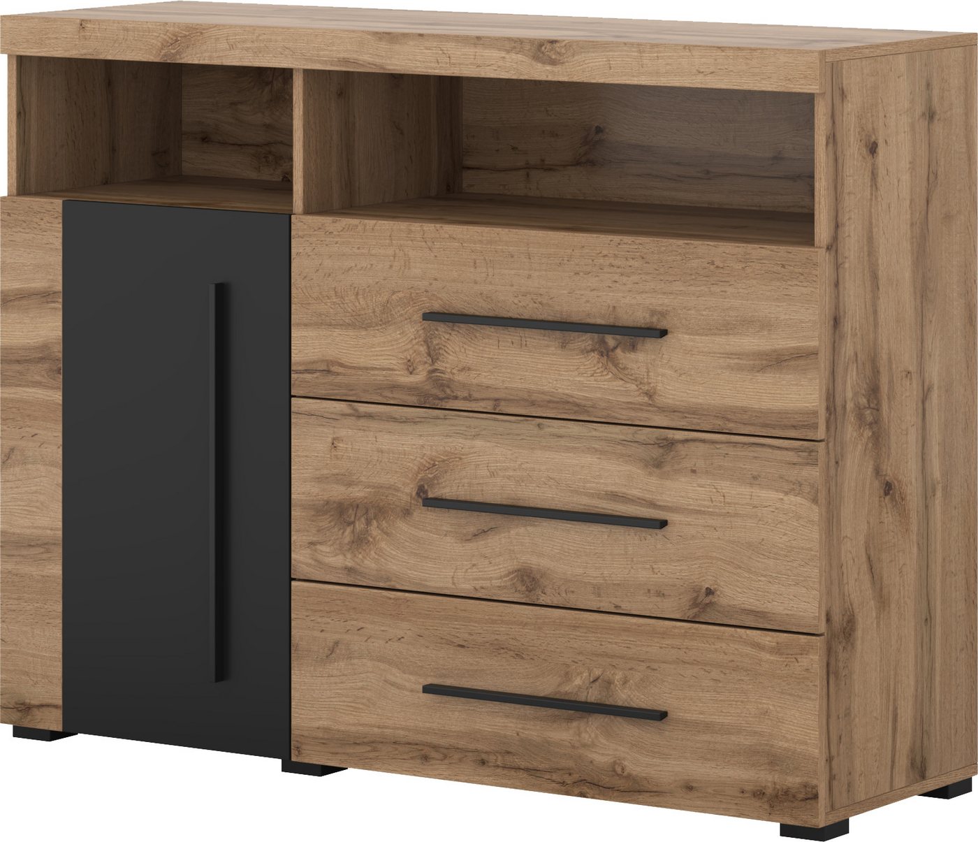OTTO home Kommode Roger,Breite 120cm, moderne Anrichte mit 3 Schubladen, Sideboard mit viel Stauraum, Masse 120x92x38,5 (B/H/T) – Bild 2 von 5