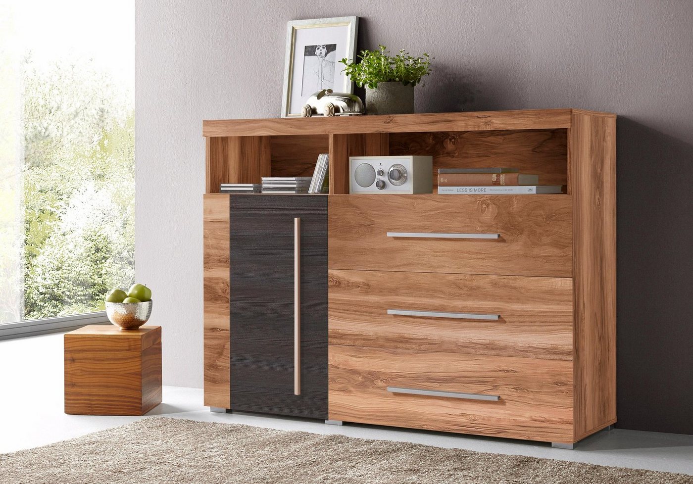 OTTO home Kommode Roger,Breite 120cm, moderne Anrichte mit 3 Schubladen, Kommode mit viel Stauraum, Masse 120x92x38,5 (B/H/T) – Bild 4 von 5