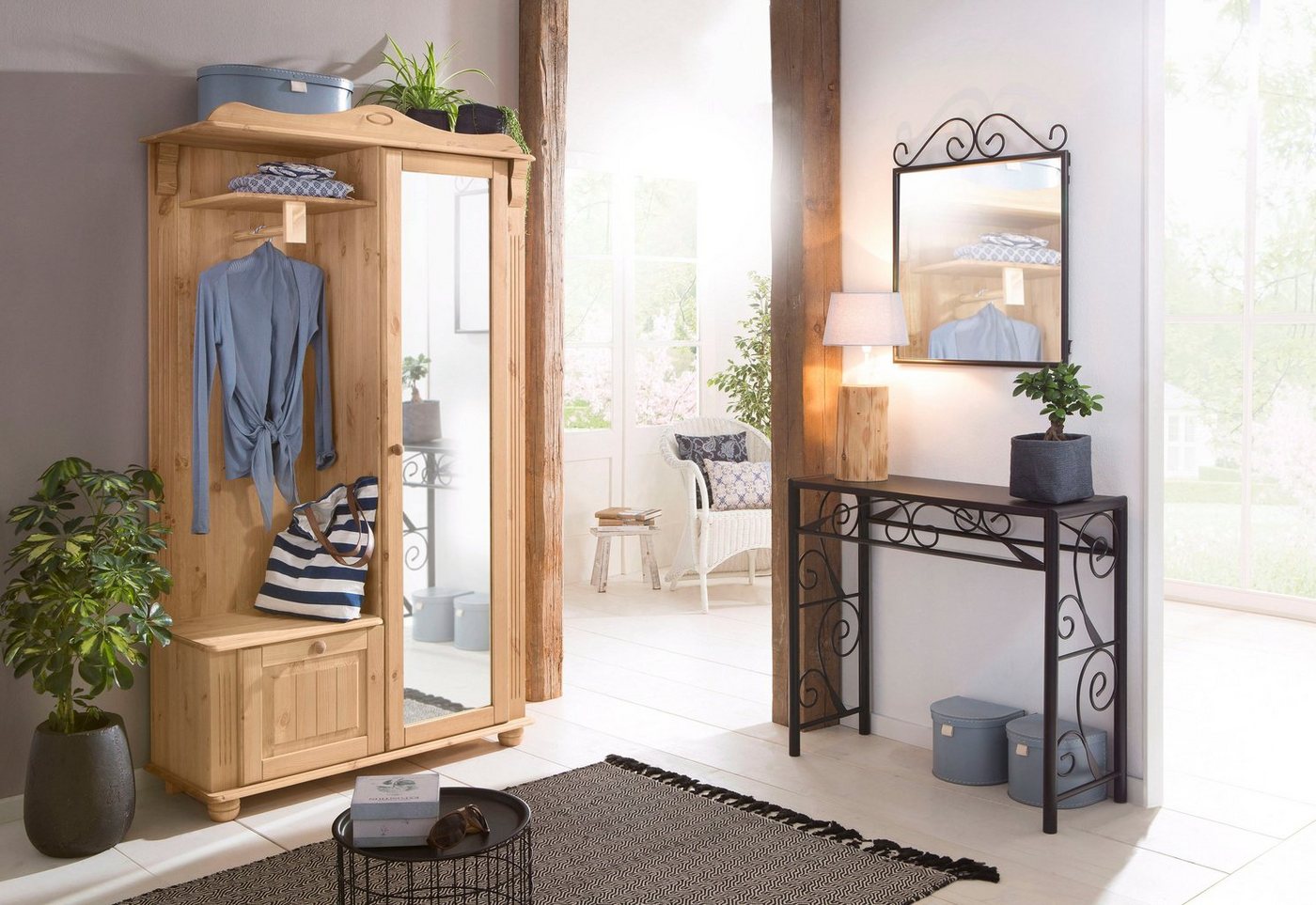 OTTO home Kompaktgarderobe Adele Breite 108 cm, mit Spiegeltür, aus massiver Kiefer, FSC® – Bild 2 von 5