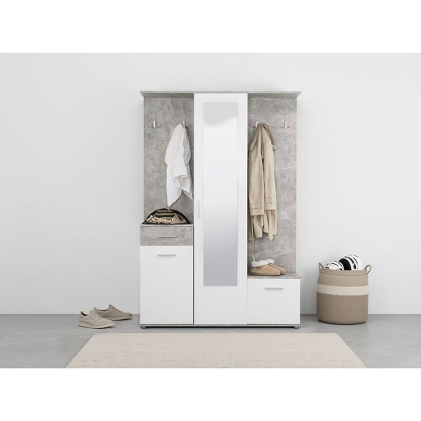 OTTO home Kompaktgarderobe Martin Flurgarderobe, Dielenschrank, Flurmöbel, Breite 134 cm Schuhschrank, mit Spiegel, in modernen Farben, mit 10 Haken