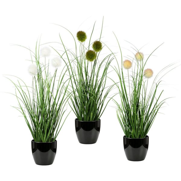 Kunstgras Grasbusch, naturgetreue Kunstpflanze, 35cm hoch, OTTO home, Höhe 35 cm, im 3 teiligen Set, mit Übertopf wahlweise in schwarz oder weiß