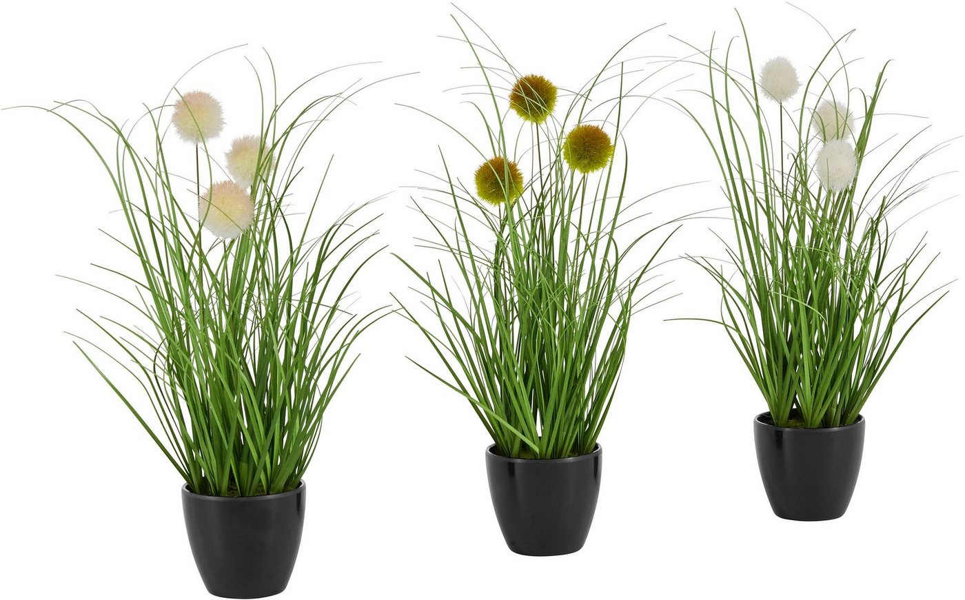 Kunstgras Grasbusch, naturgetreue Kunstpflanze, 35cm hoch, OTTO home, Höhe 35 cm, im 3 teiligen Set, mit Übertopf wahlweise in schwarz oder weiß – Bild 2 von 5