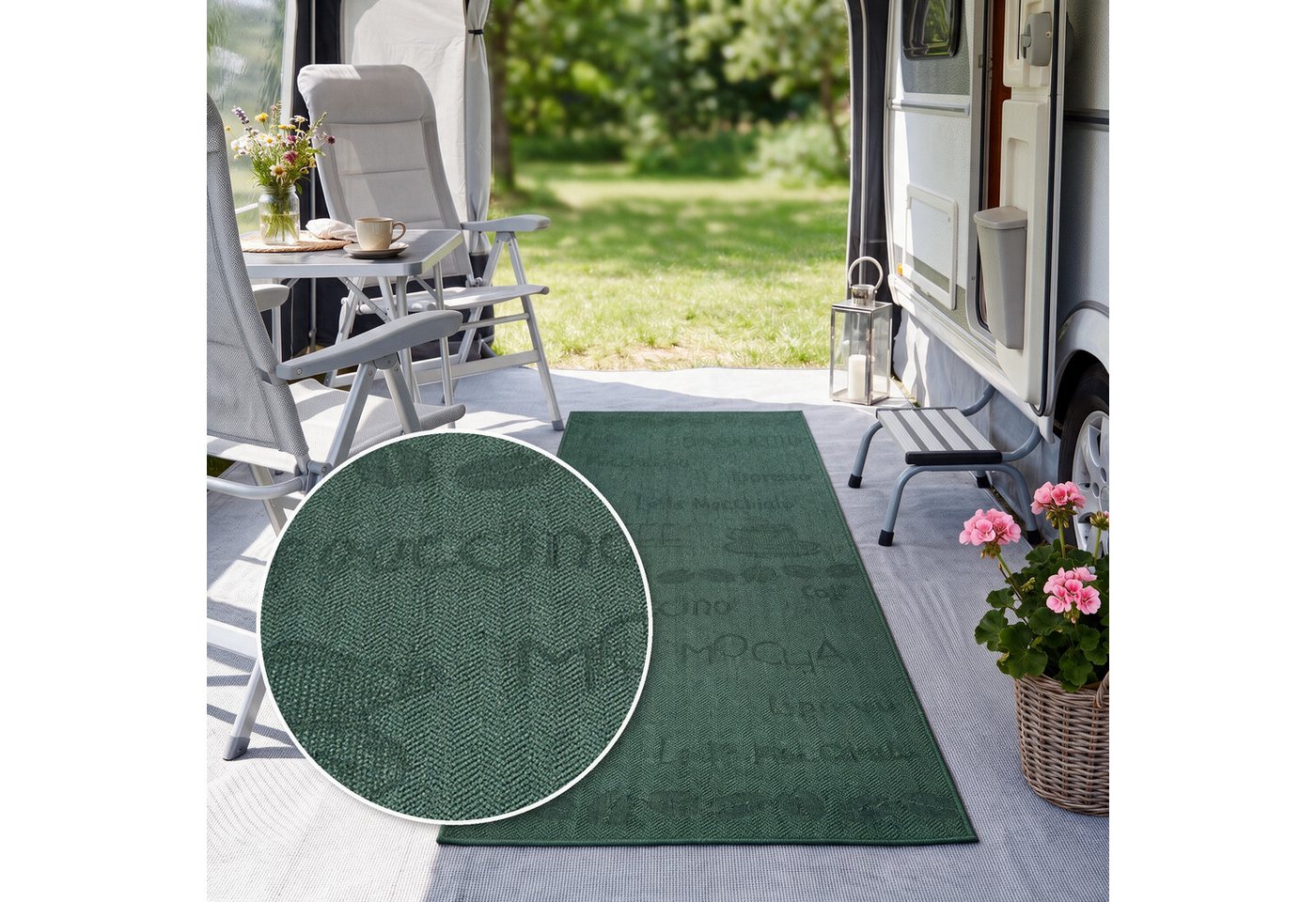 OTTO home Läufer Coffee, Kaffee-Motive, In- und Outdoor geeignet, rechteckig, Höhe: 5 mm, Wetterfest, UV-beständig, Küchenläufer, Camping, Balkon – Bild 2 von 5
