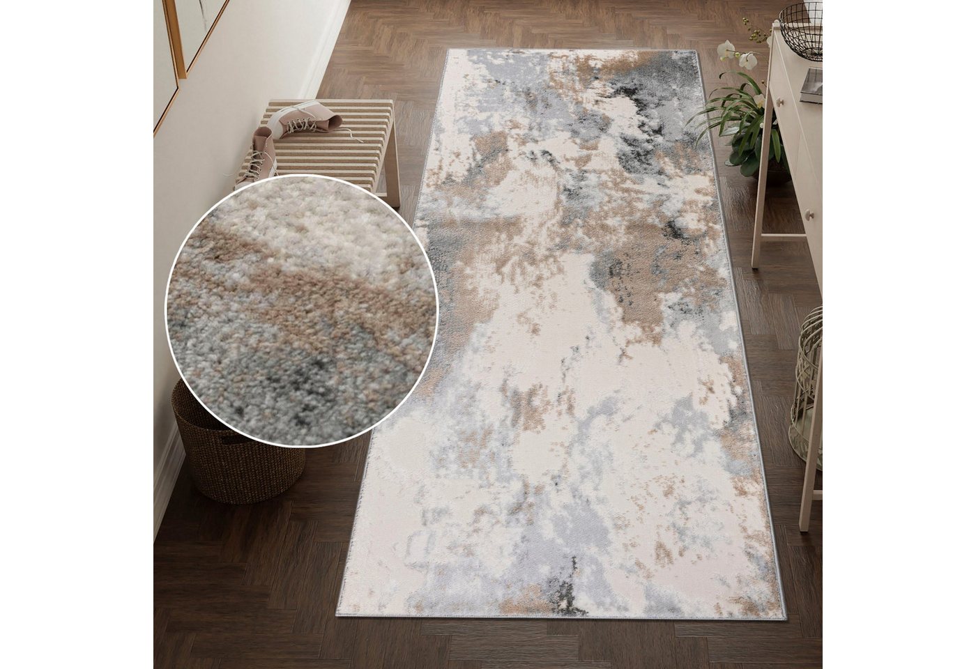 OTTO home Läufer Hamar, rechteckig, Höhe: 8 mm, weiche Haptik, Marmor-Optik, modernes Design, Wohnzimmer – Bild 2 von 5