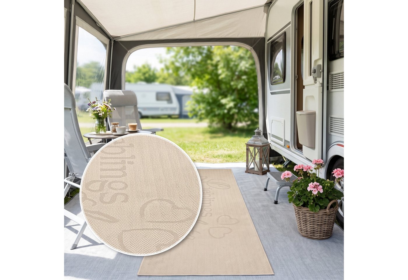 OTTO home Läufer Lieblingsplatz, mit Schriftzug, In- und Outdoor geeignet, rechteckig, Höhe: 5 mm, Wetterfest, UV-beständig, Küchenläufer, Camping, Balkon – Bild 2 von 5
