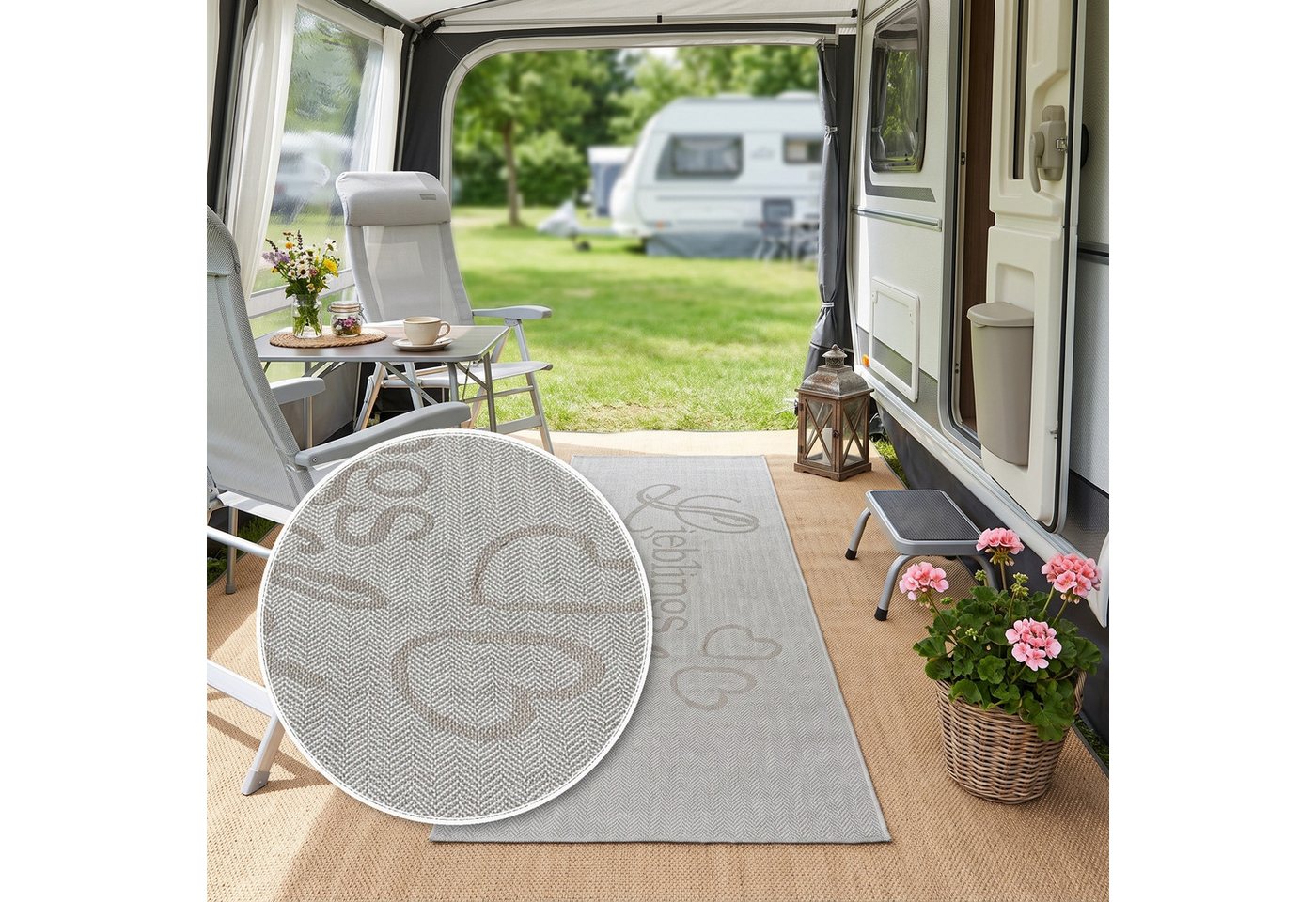 OTTO home Läufer Lieblingsplatz, mit Schriftzug, In- und Outdoor geeignet, rechteckig, Höhe: 5 mm, Wetterfest, UV-beständig, Küchenläufer, Camping, Balkon – Bild 2 von 5