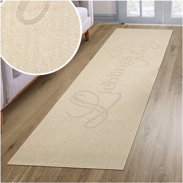 OTTO home Läufer Lieblingsplatz, mit Schriftzug, In- und Outdoor geeignet, rechteckig, Höhe: 5 mm, Wetterfest, UV-beständig, Küchenläufer, Camping, Balkon