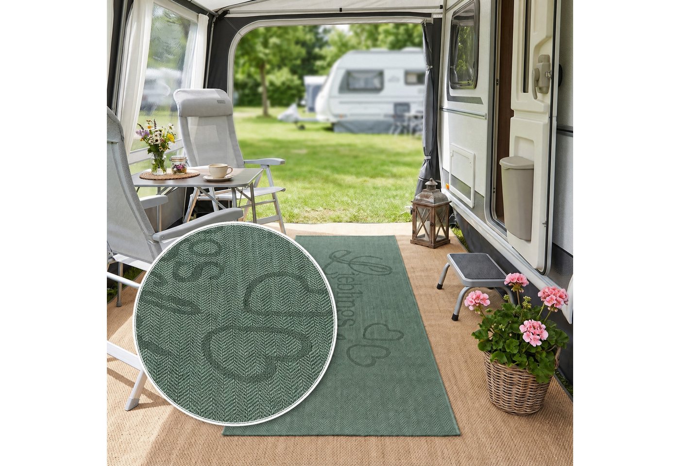 OTTO home Läufer Lieblingsplatz, mit Schriftzug, In- und Outdoor geeignet, rechteckig, Höhe: 5 mm, Wetterfest, UV-beständig, Küchenläufer, Camping, Balkon – Bild 2 von 5