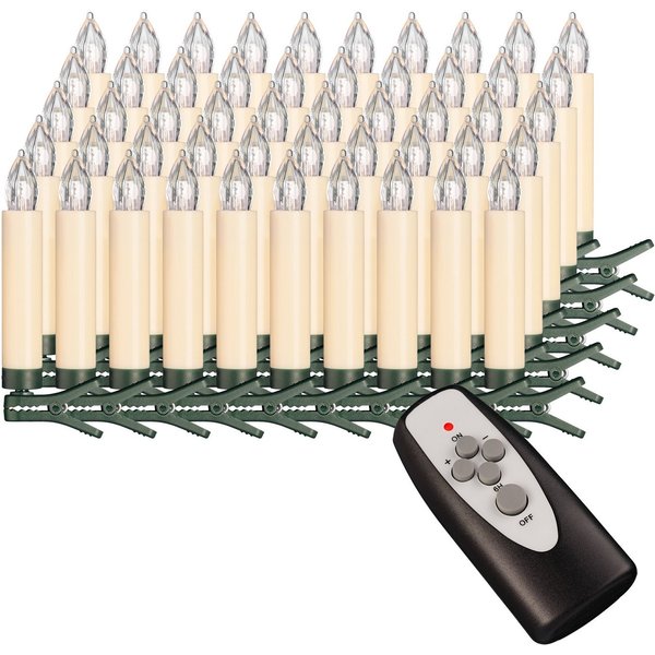OTTO home LED-Christbaumkerzen,kabellos, Set 25, 40 oder 50 teilig, warmweiß, Fernbedienung, Timer, 50-flammig, Kerzen + 8 Dornen, Flacker u. Timerfunktion, meh