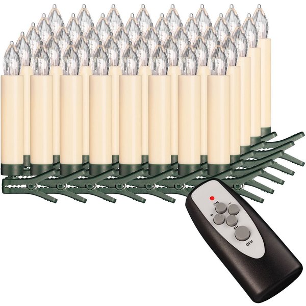 OTTO home LED-Christbaumkerzen,kabellos, Set 25, 40 oder 50 teilig, warmweiß, Fernbedienung, Timer, 40-flammig, Kerzen + 8 Dornen, Flacker u. Timerfunktion, meh