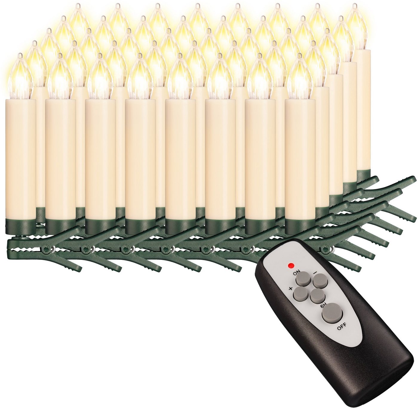OTTO home LED-Christbaumkerzen,kabellos, Set 25, 40 oder 50 teilig, warmweiß, Fernbedienung, Timer, 40-flammig, Kerzen + 8 Dornen, Flacker u. Timerfunktion, meh – Bild 2 von 5
