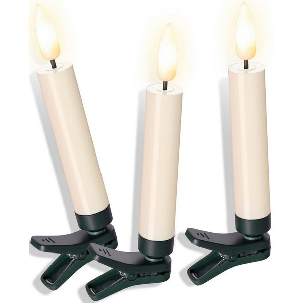 OTTO home LED-Christbaumkerzen Set 25 Stück m. Batterie, Fernbedienung, Timer, Farbe schwarz o. weiß, 25-flammig, 3D-Flamme, warmweiß, mit Dimm-/Flacker- und Ti