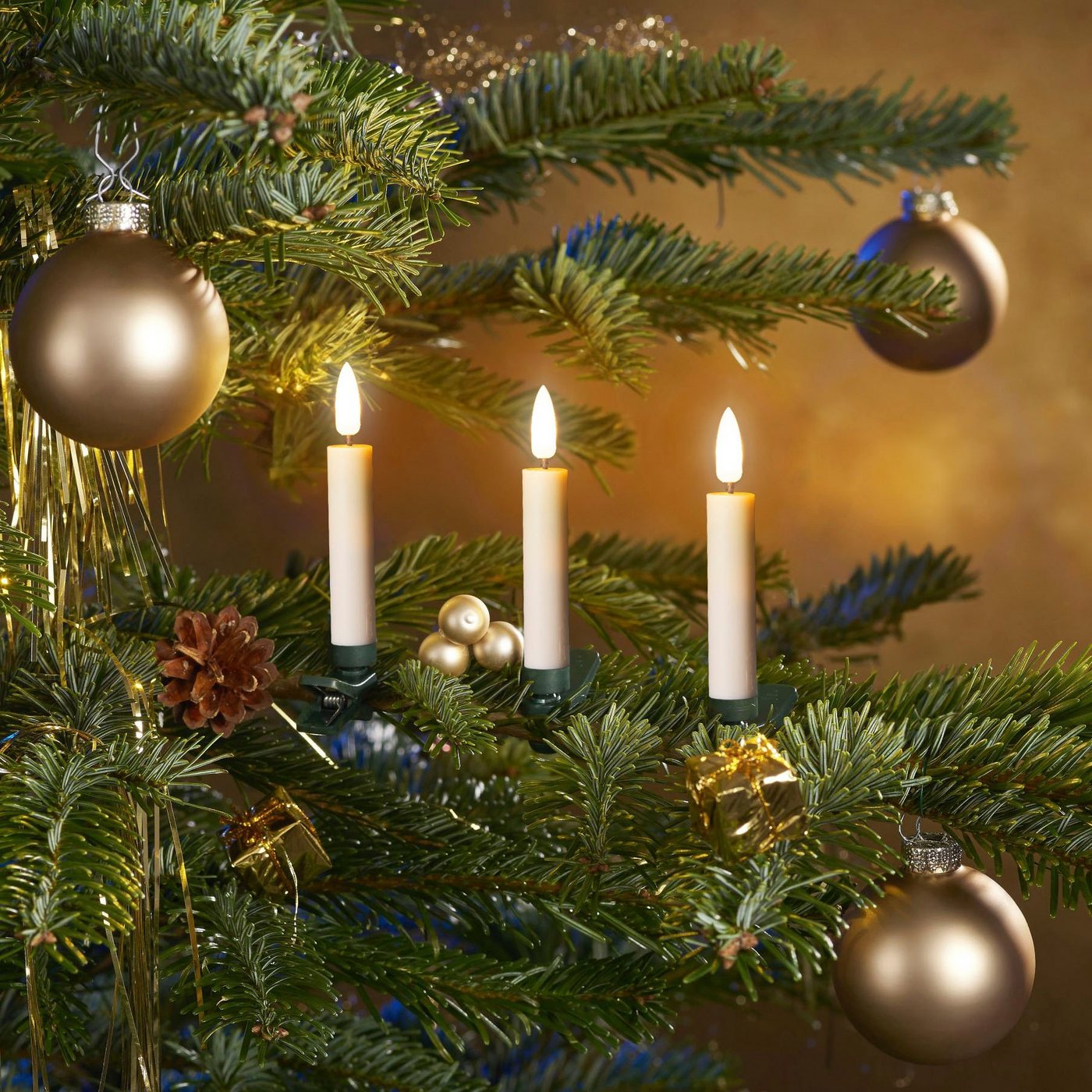 OTTO home LED-Christbaumkerzen Set 25 Stück m. Batterie, Fernbedienung, Timer, Farbe schwarz o. weiß, 25-flammig, 3D-Flamme, warmweiß, mit Dimm-/Flacker- und Ti – Bild 2 von 5
