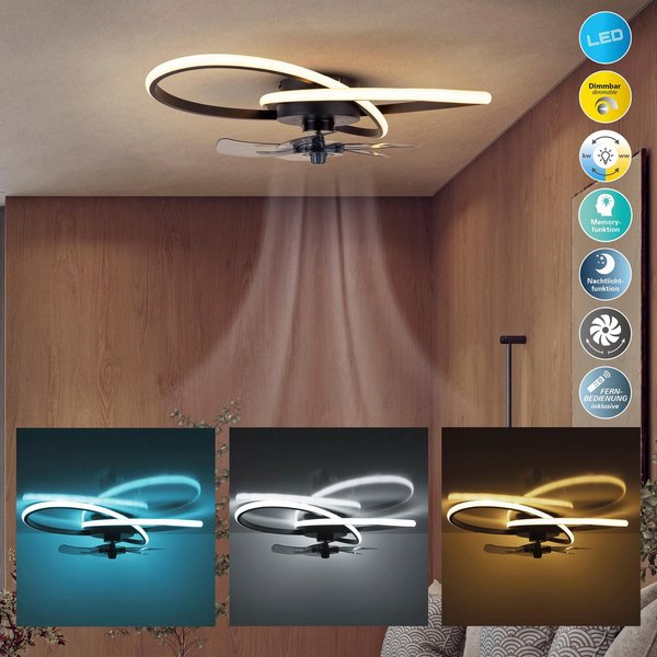 OTTO home LED Deckenleuchte Aerris Deckenventilator, CCT - über Fernbedienung, Dimmfunktion, Fernbedienung, Infrarot inkl., Memoryfunktion, Nachtlichtfunktion, 