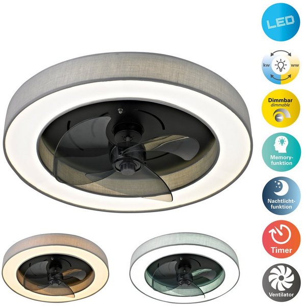 OTTO home LED Deckenleuchte Deckenventilator Vittor, CCT - über Fernbedienung, Dimmfunktion, Memoryfunktion, Nachtlichtfunktion, Ventilatorfunktion, mehrere Hel