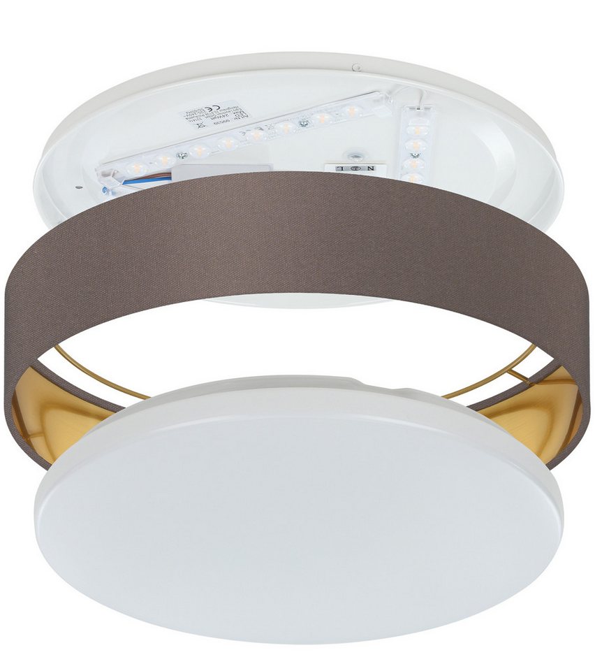 OTTO home LED Deckenleuchte Merryn, CCT - über Fernbedienung, LED fest integriert, Neutralweiß, Warmweiß, Deckenlampe Ø38 x H9 cm mit Textil-/Stoffschirm, CCT,  – Bild 3 von 5