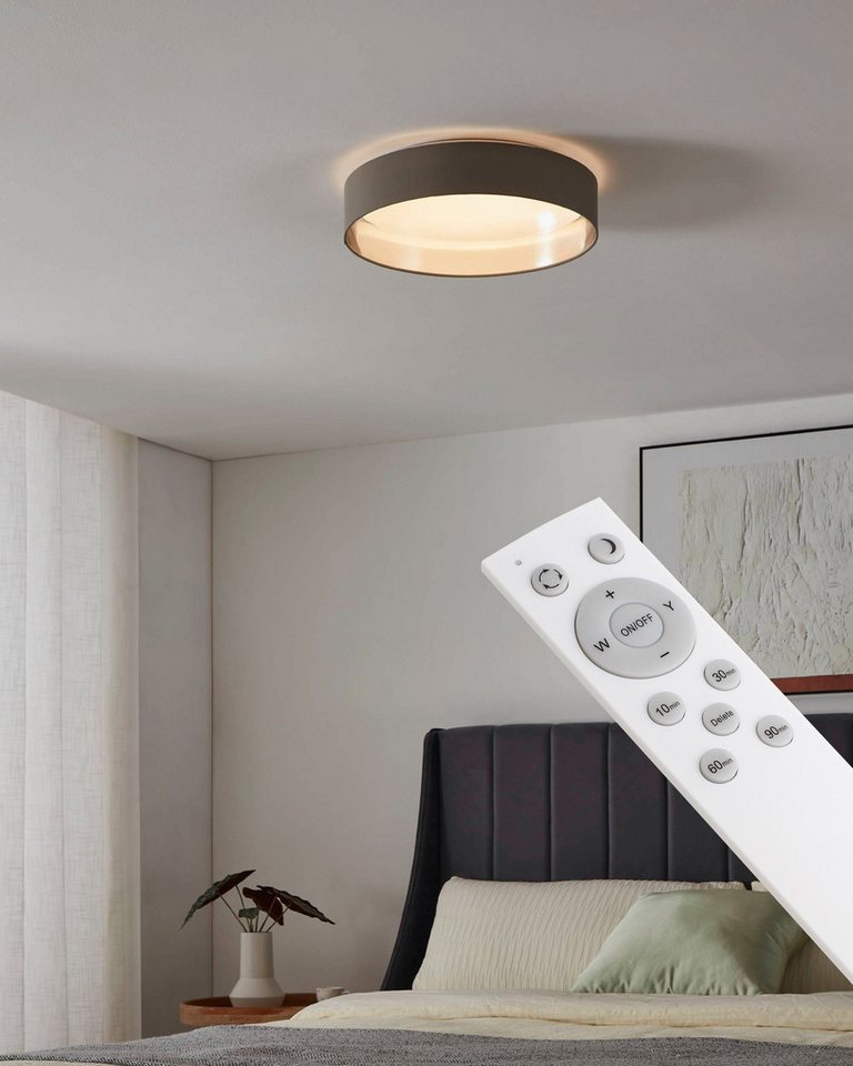 OTTO home LED Deckenleuchte Merryn, CCT - über Fernbedienung, LED fest integriert, Neutralweiß, Warmweiß, Deckenlampe Ø38 x H9 cm mit Textil-/Stoffschirm, CCT,  – Bild 4 von 5