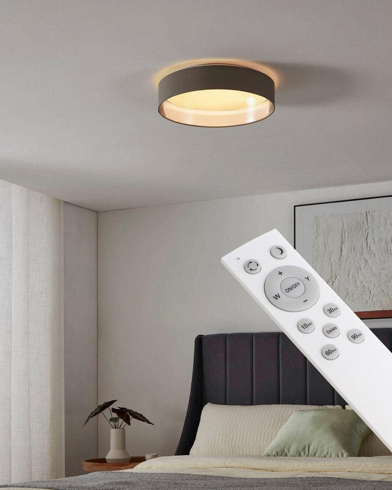 OTTO home LED Deckenleuchte Merryn, CCT - über Fernbedienung, LED fest integriert, Neutralweiß, Warmweiß, Deckenlampe Ø38 x H9 cm mit Textil-/Stoffschirm, CCT,  – Bild 5 von 5