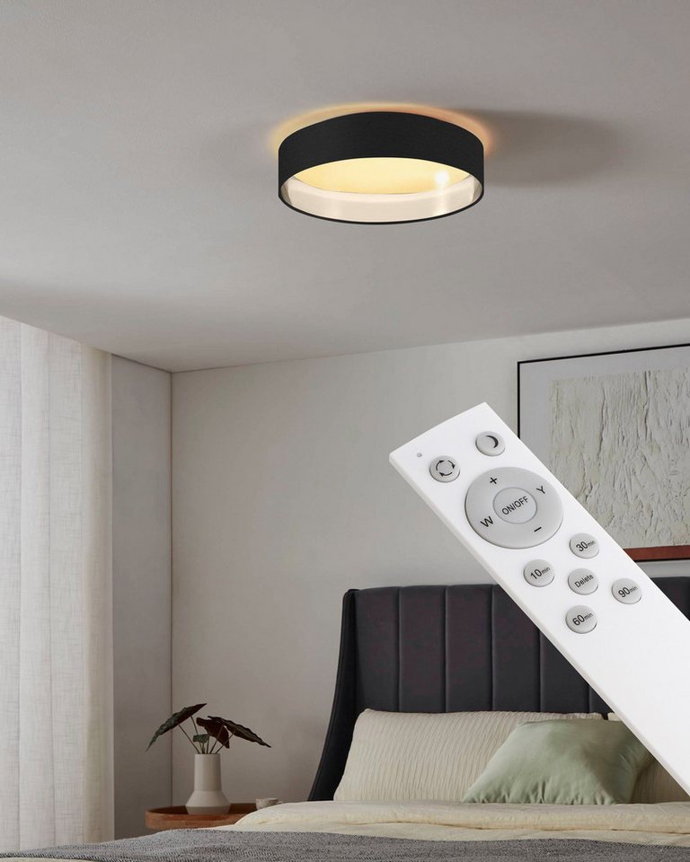 OTTO home LED Deckenleuchte Merryn, CCT - über Fernbedienung, LED fest integriert, Neutralweiß, Warmweiß, Deckenlampe Ø38 x H9 cm mit Textil-/Stoffschirm, CCT,  – Bild 5 von 5