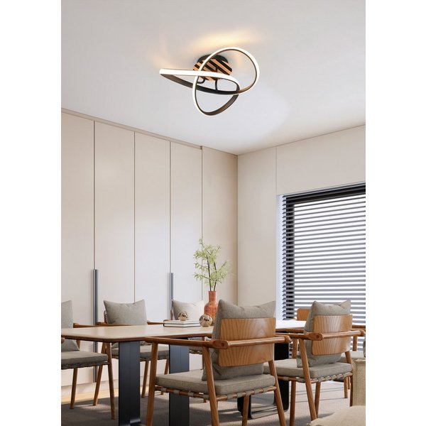 OTTO home LED Deckenleuchte Ullii, Deckenlampe warmweiß 3000K 15W, Print Holzoptik Streifen, LED fest integriert, Warmweiß, als Wandleuchte oder Deckenleuchte, 