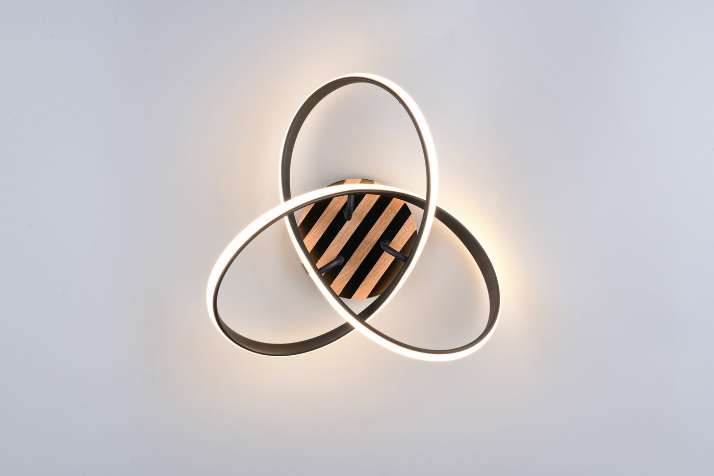 OTTO home LED Deckenleuchte Ullii, Deckenlampe warmweiß 3000K 15W, Print Holzoptik Streifen, LED fest integriert, Warmweiß, als Wandleuchte oder Deckenleuchte,  – Bild 3 von 5