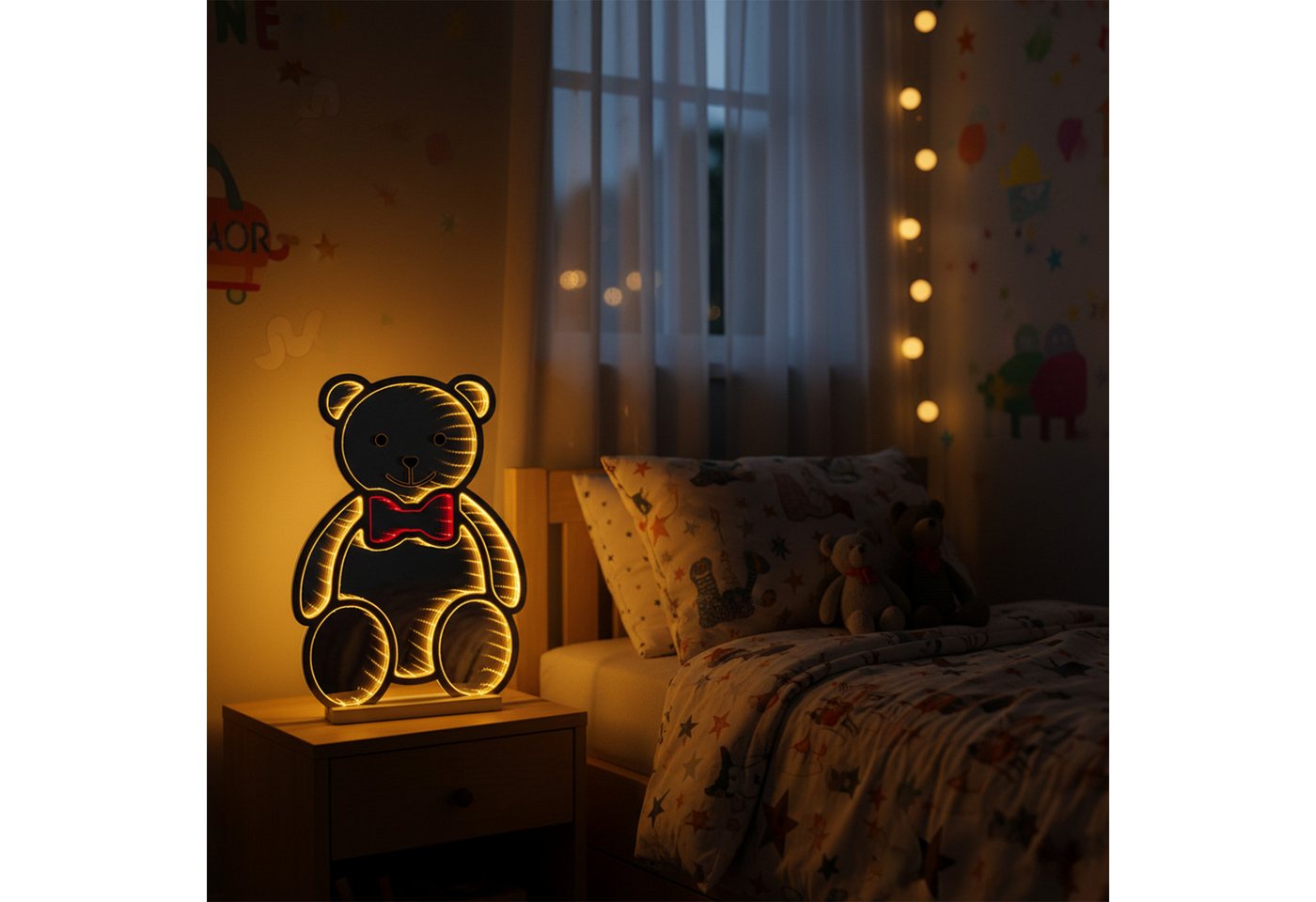OTTO home LED Dekolicht Evvina - Teddybär, LED fest integriert, Warmweiß, Infinity Effekt, Deko für Innen, beidseitig beleuchtet, 40 cm – Bild 3 von 5