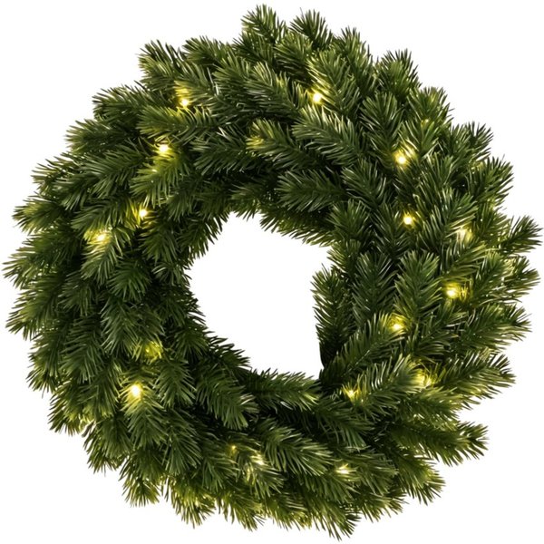 OTTO home LED Dekoobjekt LED Tannenkranz BRYLIE, Ø 40 cm, LED fest integriert, 30 warmweiße LED's, Batteriebetrieb (2xAA) mit 6/18 Std. Timer