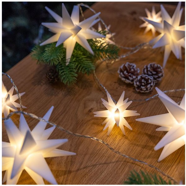 OTTO home LED-Lichterkette,10 Sterne mit Farbwechsler, Fernbedienung, Timer, Indoor Outdoor, 10-flammig, 3D-Lichterkette, Dimm-/ Blink- und Timerfunktion (6/18h