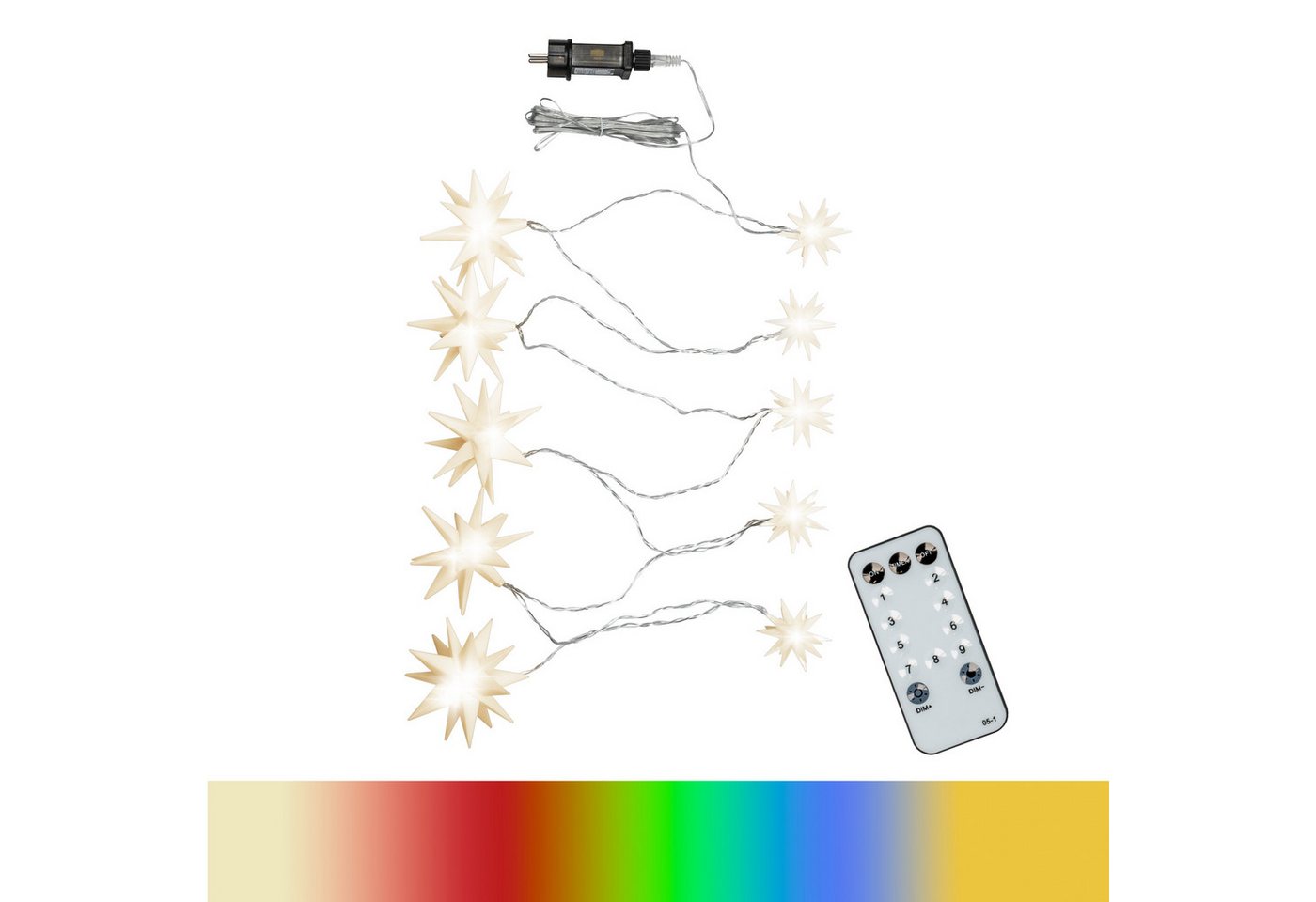 OTTO home LED-Lichterkette,10 Sterne mit Farbwechsler, Fernbedienung, Timer, Indoor Outdoor, 10-flammig, 3D-Lichterkette, Dimm-/ Blink- und Timerfunktion (6/18h – Bild 3 von 5