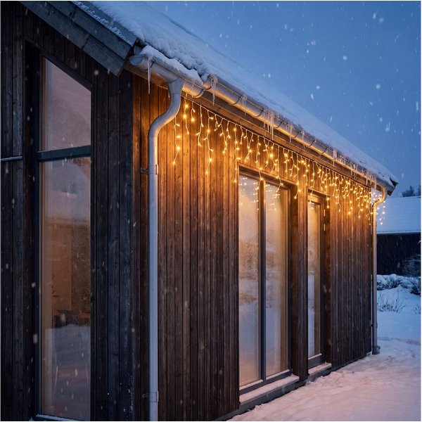 OTTO home LED-Lichterkette Eisregen, in 1 / 2 o. 3 m Länge, Batterie, Timer, Indoor, Outdoor, Eiszapfen-Lichterkette, IP44, Timer, warmweiß, innen, außen, Garte