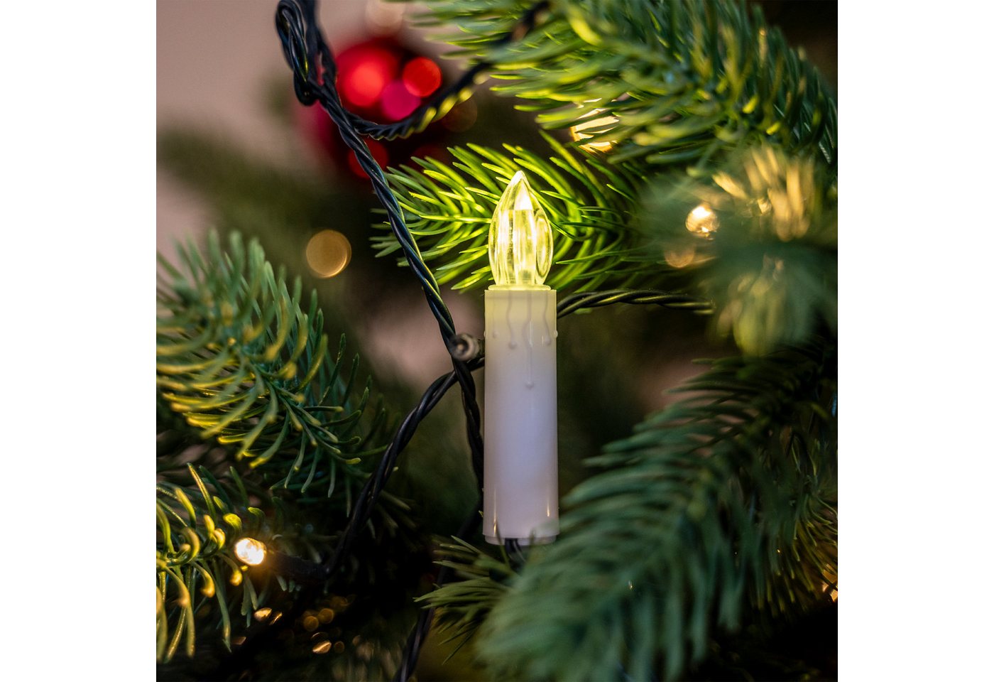 OTTO home LED-Lichterkette kabelgebundene LED Christbaumkerzen 50-teilig, Timer, Indoor Outdoor, 50-flammig, warmweiß, Beleuchtungsstrecke ca. 24,5 m und Zuleit – Bild 2 von 5