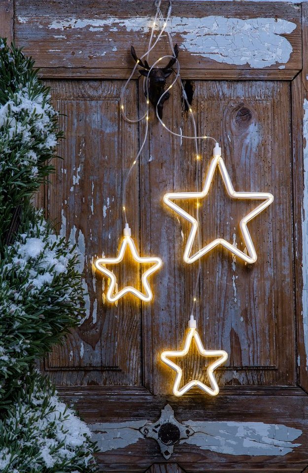 OTTO home LED-Lichtervorhang Vannick, mit 3 Sternen und 258 warmweiße LED's, Timer, Indoor Outdoor, Weihnachten, Lichterkette mit 5m Zuleitung, incl.Outdoor-Tra – Bild 2 von 4
