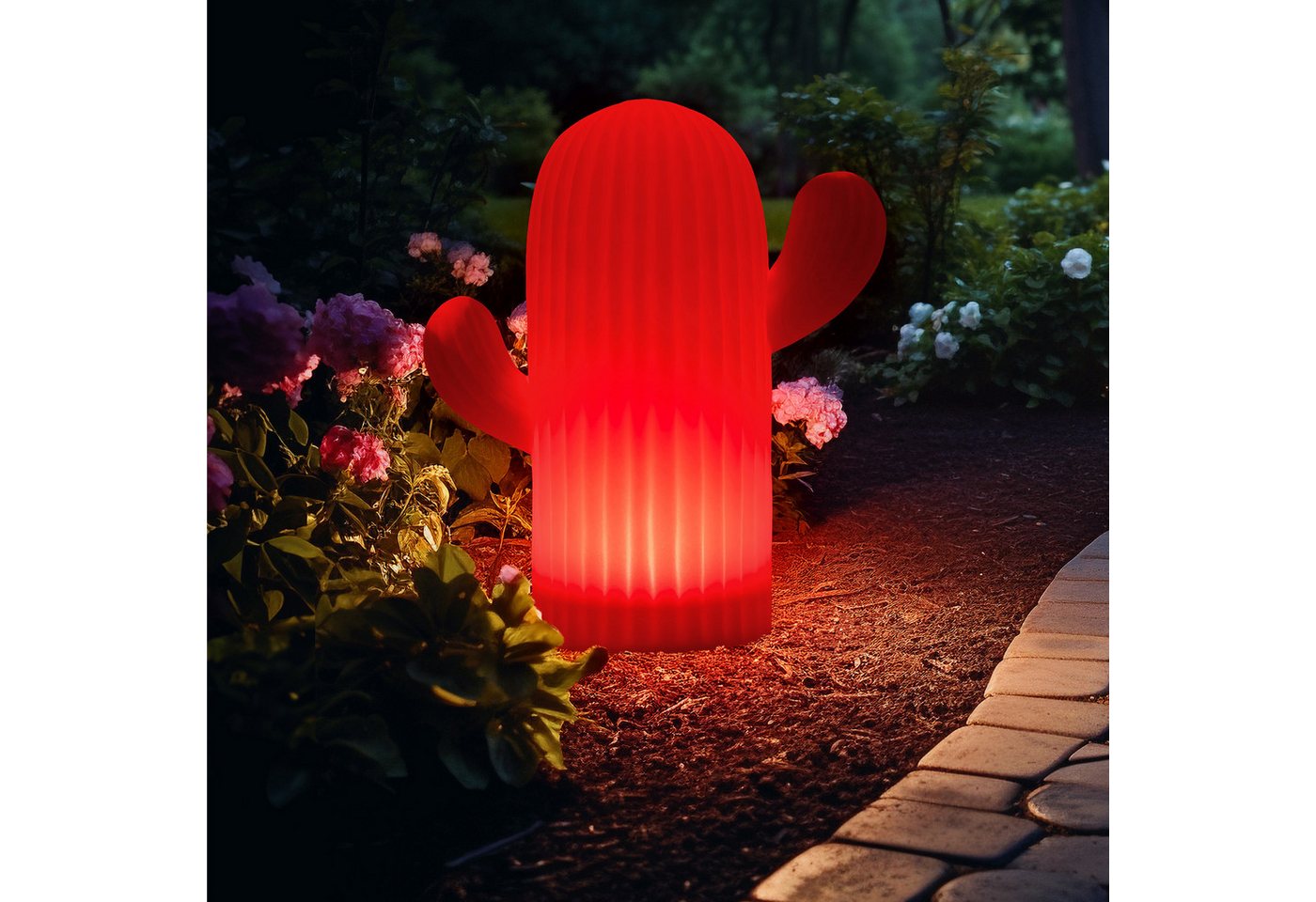 OTTO home LED Solarleuchte Eellin, LED-Solar Kaktus, RGB, Tageslichtsensor, LED fest integriert, Warmweiß, RGB, mit Erdspieß und Fernbedienung – Bild 3 von 5