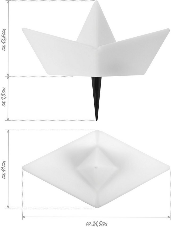 OTTO home LED Solarleuchte Quirrell, 2er Set LED-Solar Schiff, RGB, Tageslichtsensor, LED fest integriert, Warmweiß, RGB, mit Erdspießen – Bild 5 von 5