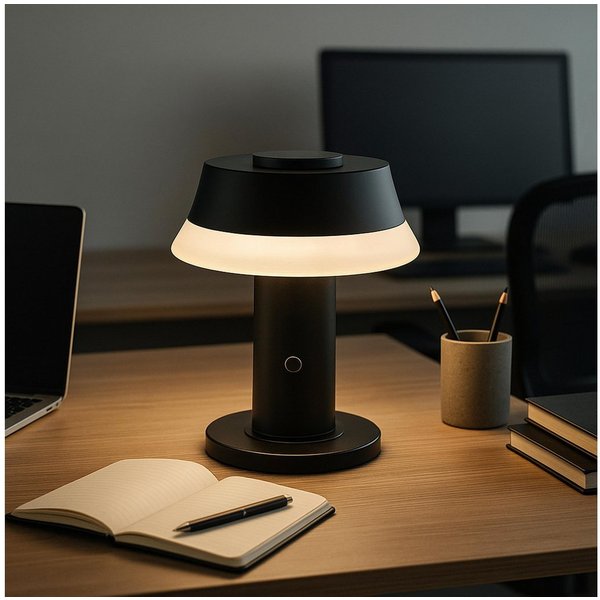OTTO home LED Tischleuchte Arnett, Dimmfunktion, LED fest integriert, Warmweiß, akkubetrieben, 17 cm, 240 lm, per wireless charging & USB ladbar