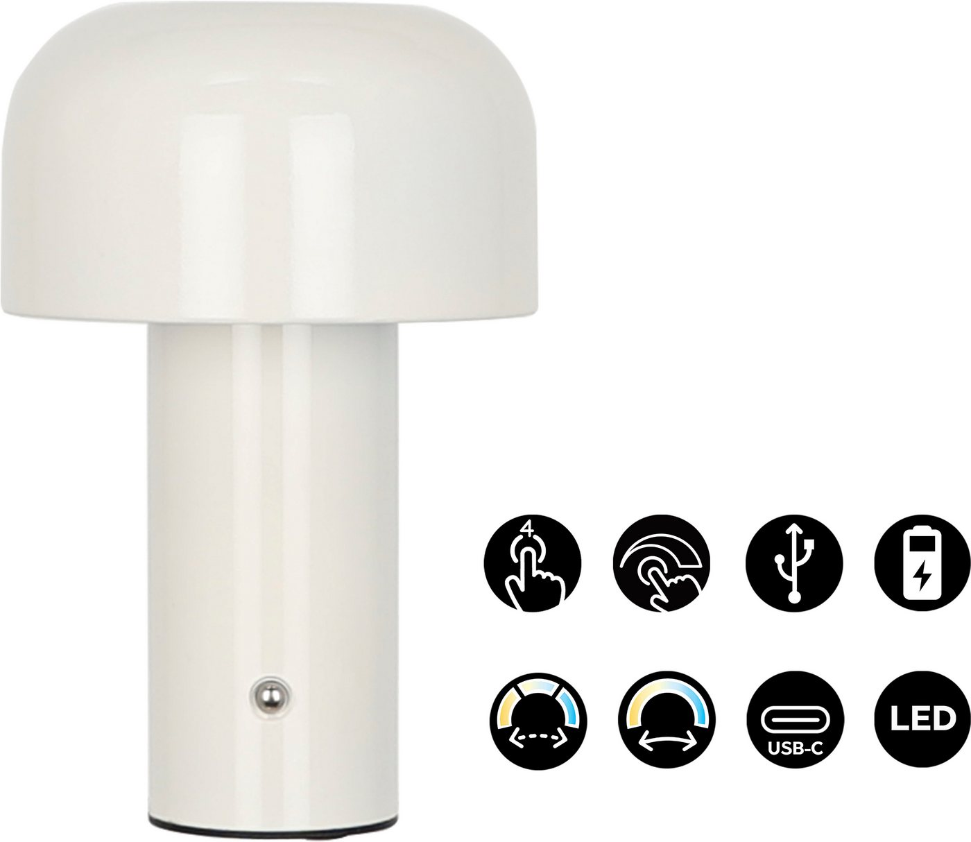OTTO home LED Tischleuchte Ronno, Dimmer, Dimmfunktion, Ein-/Ausschalter, Farbsteuerung, USB-Ladefunktion, mehrere Helligkeitsstufen, LED fest integriert, warmw – Bild 2 von 5