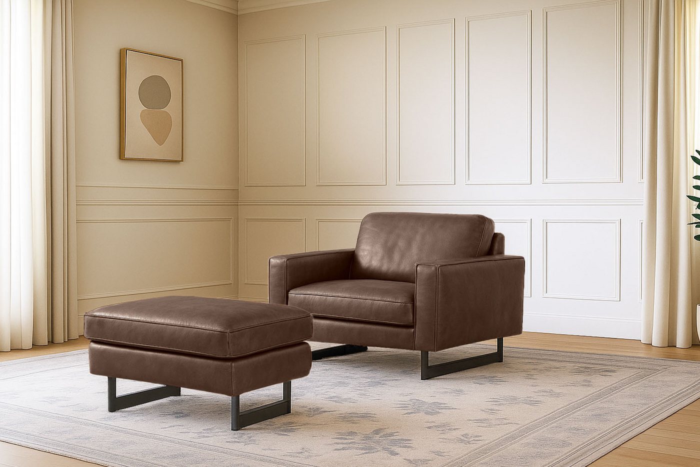 OTTO home Loveseat Pinto 105 cm, Cord, Chenille, Lederoptik, mit Keder, Metallfüßen und auch in Cord Bezug erhältlich – Bild 5 von 5