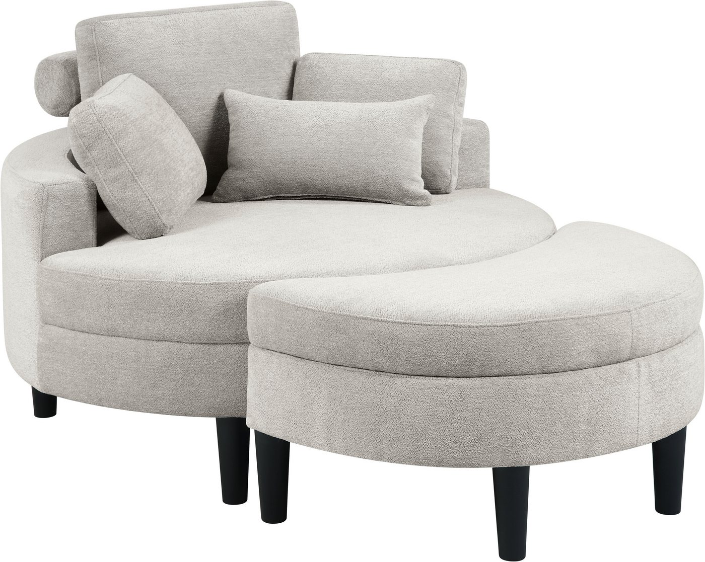 OTTO home Loveseat Ravi Sessel, B: 114 cm, Sitzhöhe: 42 cm, XXL- Sessel, mit Stauraumhocker, Rückenstütze & 4 Zierkissen – Bild 4 von 5