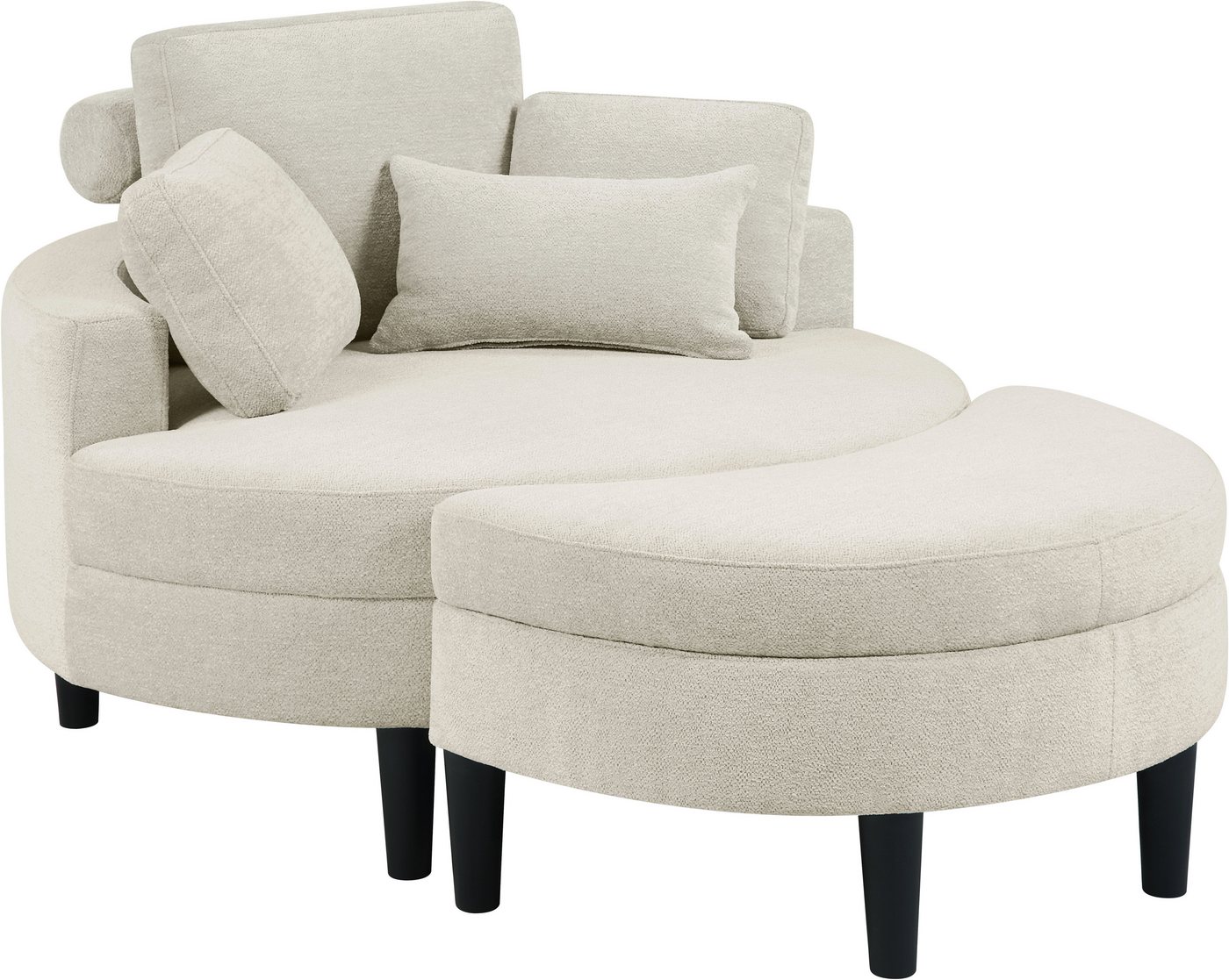 OTTO home Loveseat Ravi Sessel, B: 114 cm, Sitzhöhe: 42 cm, XXL- Sessel, mit Stauraumhocker, Rückenstütze & 4 Zierkissen – Bild 2 von 5
