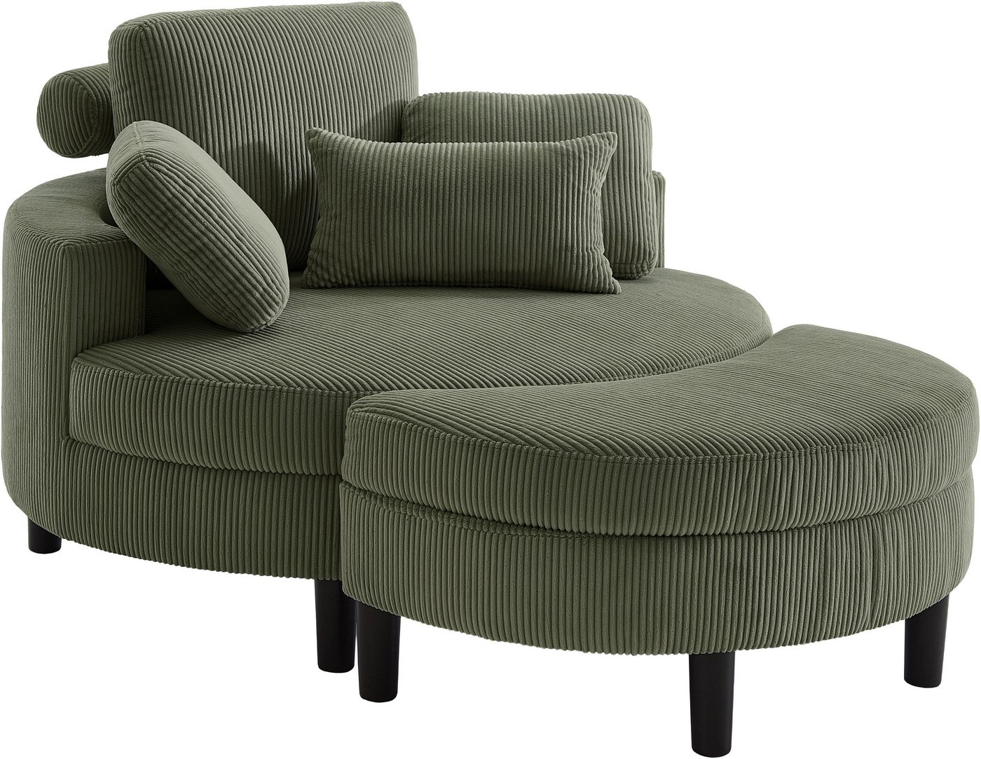 OTTO home Loveseat Ravi Sessel, B: 114 cm, Sitzhöhe: 42 cm, XXL- Sessel, mit Stauraumhocker, Rückenstütze & 4 Zierkissen – Bild 4 von 5