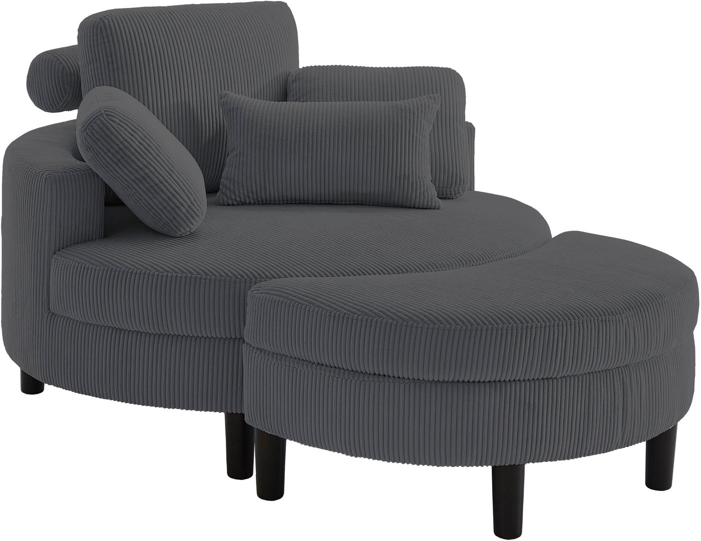 OTTO home Loveseat Ravi Sessel, B: 114 cm, Sitzhöhe: 42 cm, XXL- Sessel, mit Stauraumhocker, Rückenstütze & 4 Zierkissen – Bild 4 von 5