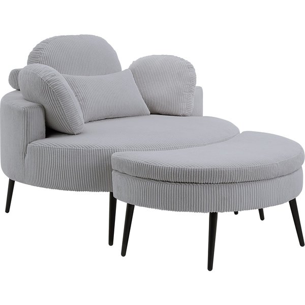 OTTO home Loveseat Riko Sessel, B: 110 cm, Sitzhöhe: 44 cm, XXL- Sessel, mit Stauraumhocker, Rückenstütze & 4 Zierkissen
