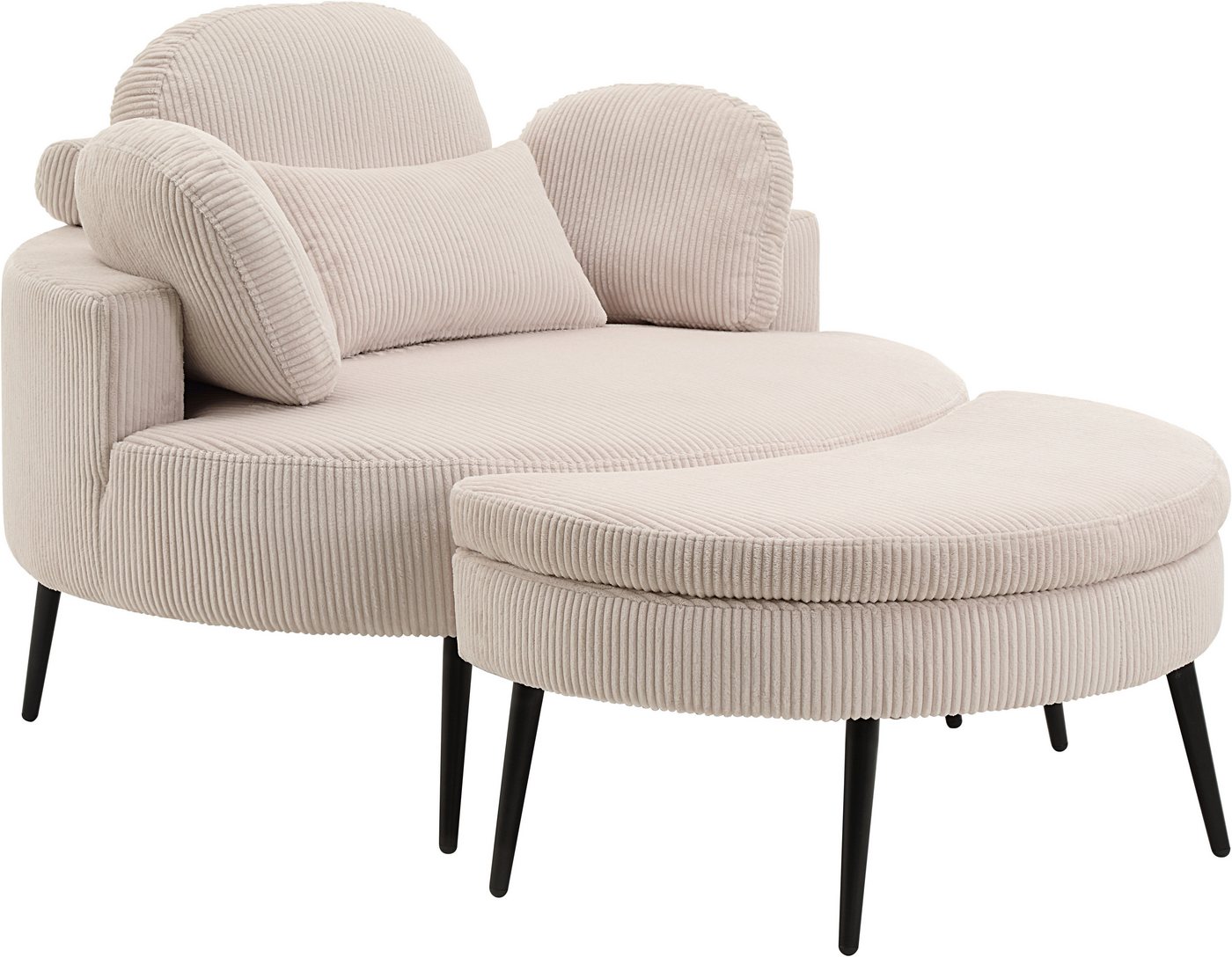 OTTO home Loveseat Riko Sessel, B: 110 cm, Sitzhöhe: 44 cm, XXL- Sessel, mit Stauraumhocker, Rückenstütze & 4 Zierkissen – Bild 2 von 5