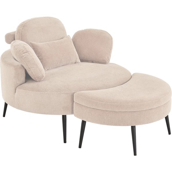 OTTO home Loveseat Riko Sessel, B: 110 cm, Sitzhöhe: 44 cm, XXL- Sessel, mit Stauraumhocker, Rückenstütze & 4 Zierkissen