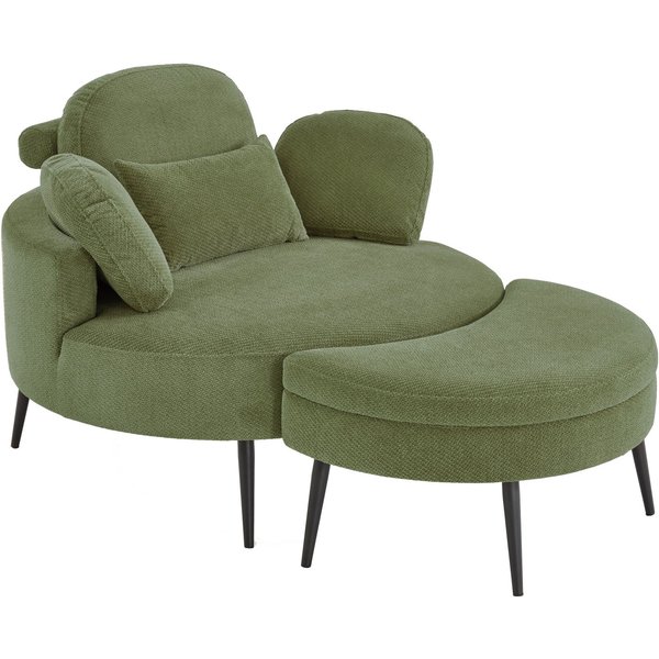 OTTO home Loveseat Riko Sessel, B: 110 cm, Sitzhöhe: 44 cm, XXL- Sessel, mit Stauraumhocker, Rückenstütze & 4 Zierkissen